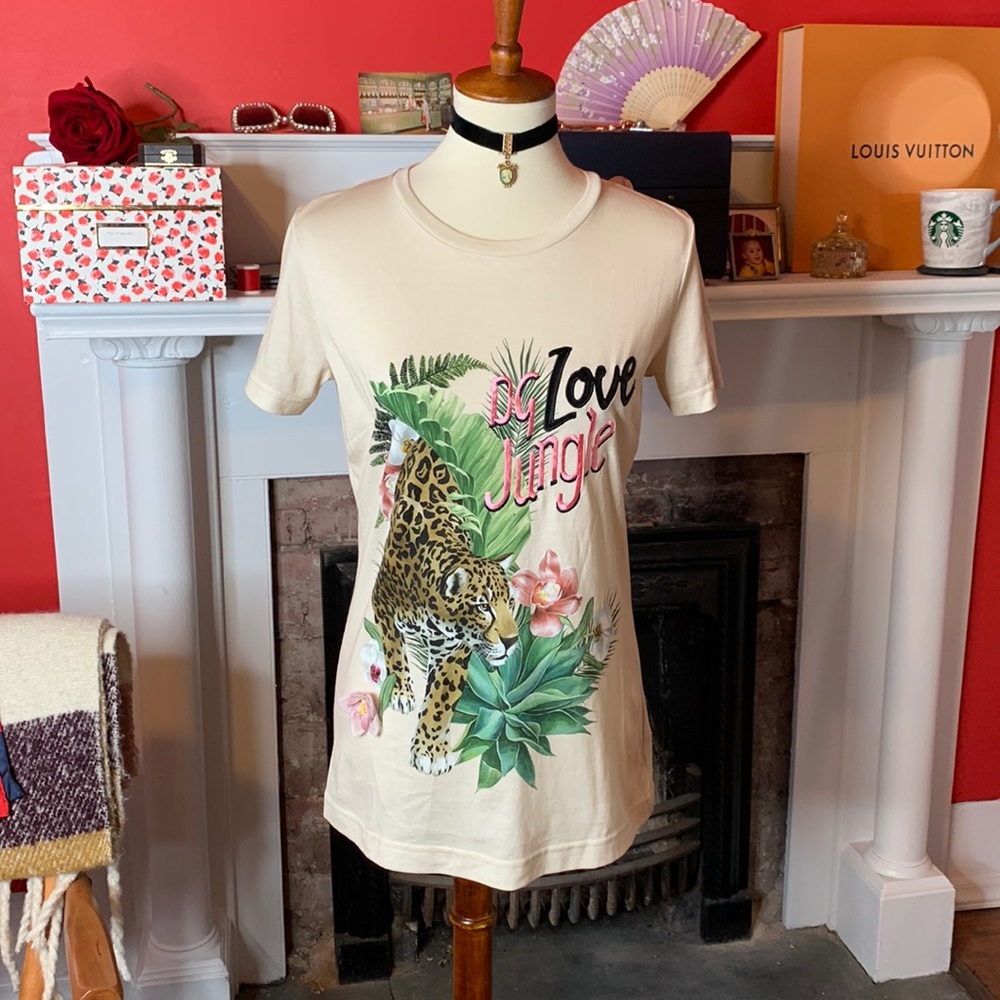 Dolce & Gabbana Cream Jungle Print Tee